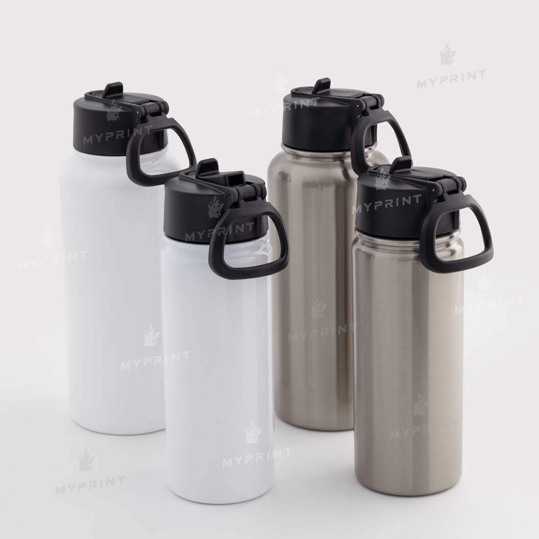 Thermos for sublimation, metal (steel 304) with a lid-handle, white (960 ml) (10539) - фото 4 Thermos for sublimation, metal (steel 304) with a lid-handle, white (960 ml) (10539) - фото 4 - Blanks for sublimation