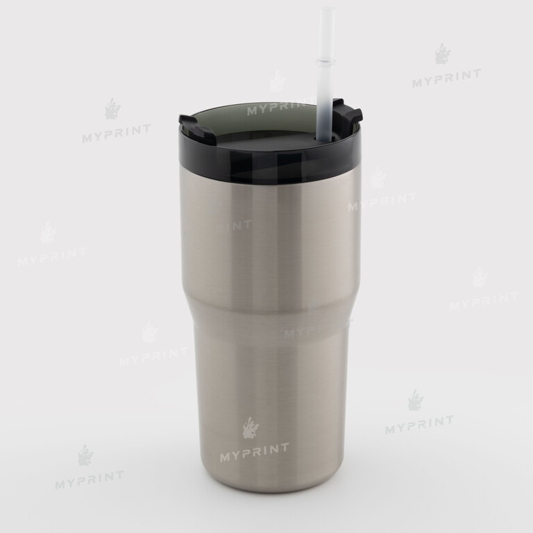 Thermal mug for sublimation with black lid silver 600 ml (10626)  Thermal mug for sublimation with black lid silver 600 ml (10626)