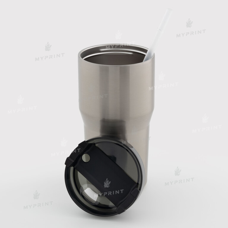 Thermal mug for sublimation with black lid silver 600 ml (10626)  Thermal mug for sublimation with black lid silver 600 ml (10626)