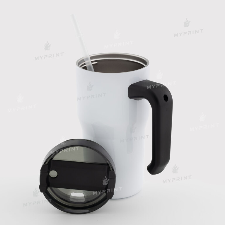 Thermal mug for sublimation with black lid and black handle white 600 ml (10591)  Thermal mug for sublimation with black lid and black handle white 600 ml (10591)
