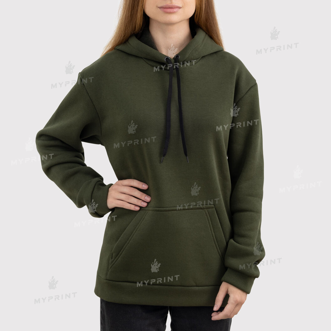 300gsm Fleece Tri-thread Unisex Pocket Print Hoodie, Olive, XL (9090) - фото 7 300gsm Fleece Tri-thread Unisex Pocket Print Hoodie, Olive, XL (9090) - фото 7 - Blanks for sublimation