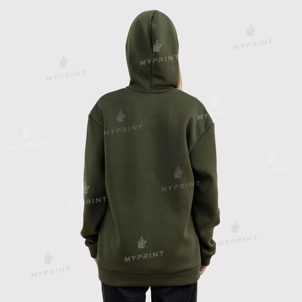 300gsm Fleece Tri-thread Unisex Pocket Print Hoodie, Olive, XL (9090) - фото 9 300gsm Fleece Tri-thread Unisex Pocket Print Hoodie, Olive, XL (9090) - фото 9 - Blanks for sublimation