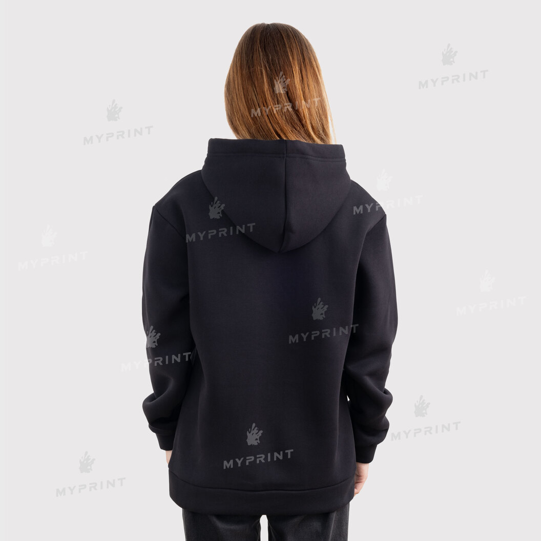 300gsm Tri-thread Fleece Print Hoodie With Pocket Unisex, Black, XXL (8946) - фото 10 - Blanks for sublimation