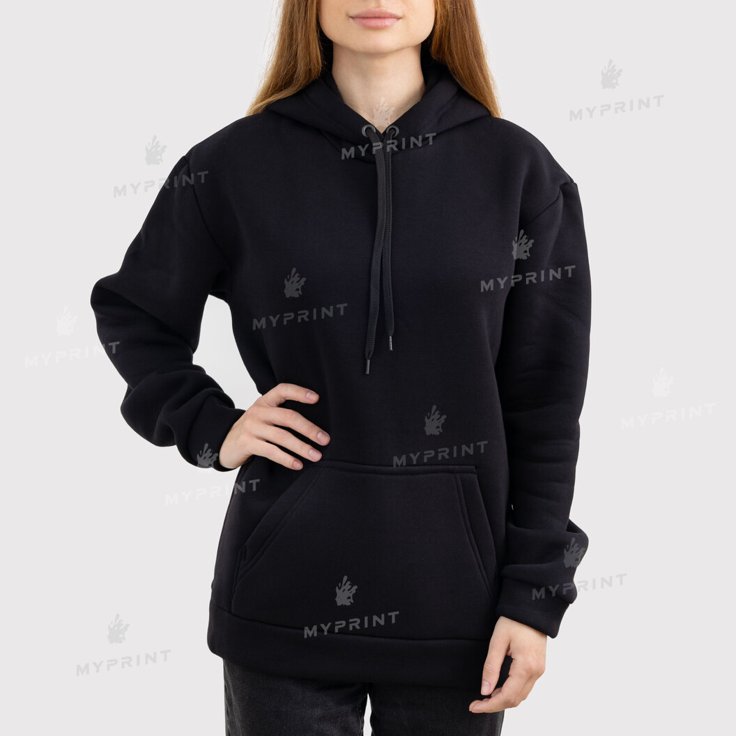 300gsm Tri-thread Fleece Print Hoodie With Pocket Unisex, Black, XXXL (8947) - фото 9 - Blanks for sublimation