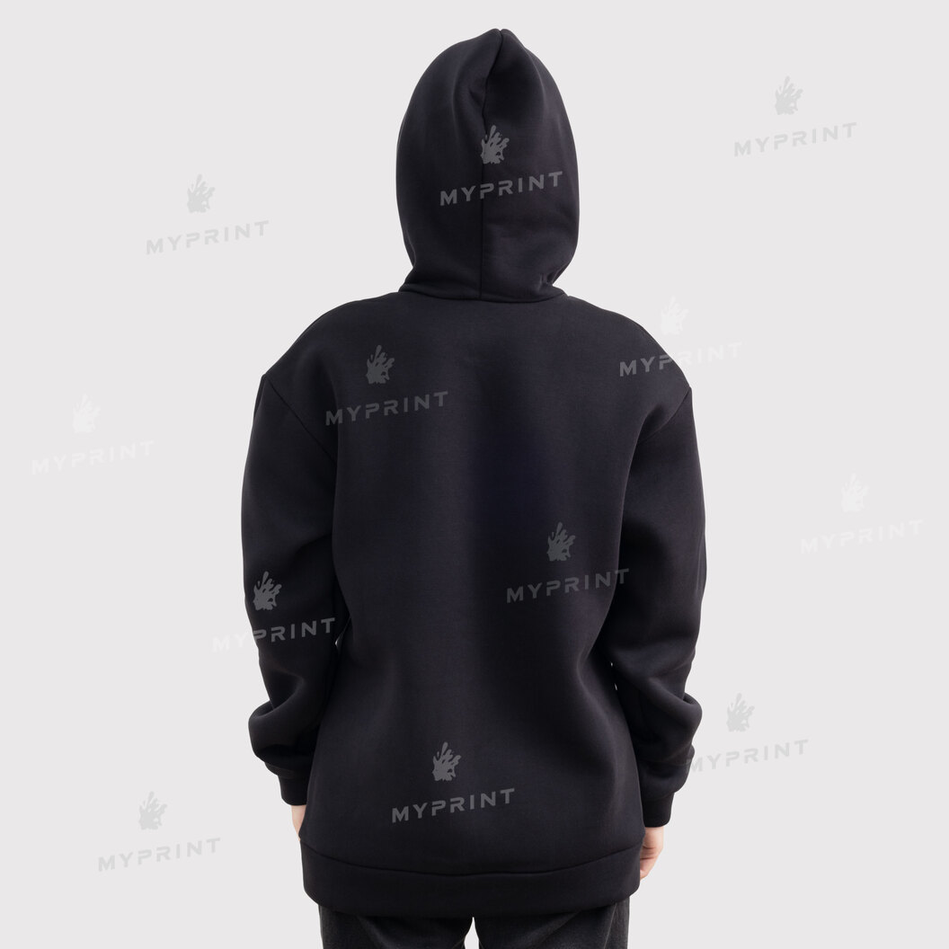 300gsm Tri-thread Fleece Print Hoodie With Pocket Unisex, Black, XXXL (8947) - фото 11 - Blanks for sublimation