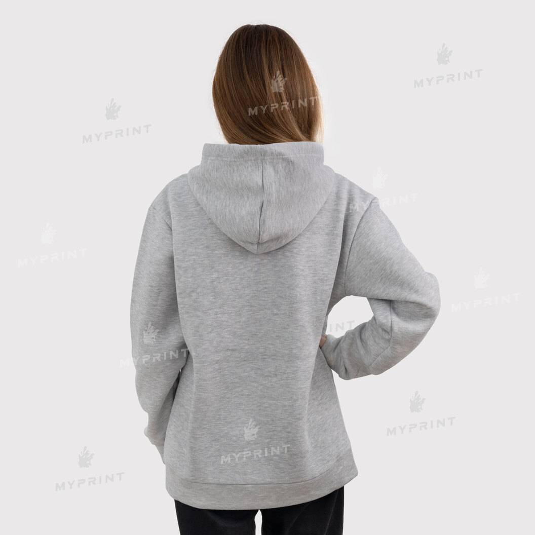 300gsm Fleece Tri-thread Unisex Pocket Print Hoodie, Gray, XXXL (8954) - фото 10 - Blanks for sublimation