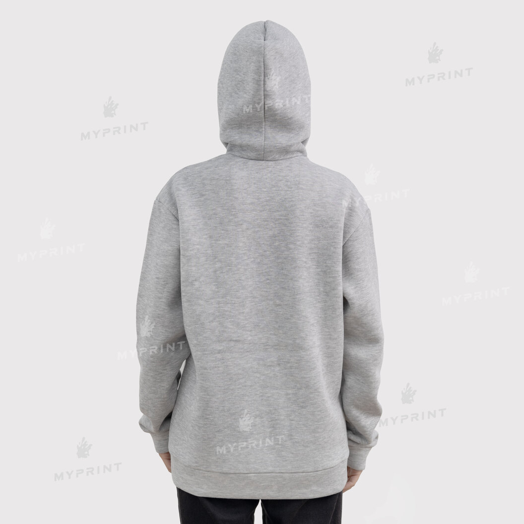 300gsm Fleece Tri-thread Unisex Pocket Print Hoodie, Gray, XXXL (8954) - фото 11 - Blanks for sublimation