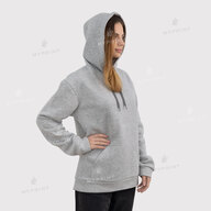 300gsm Fleece Tri-thread Unisex Pocket Print Hoodie, Gray, XXXL (8954) - фото 12 - Blanks for sublimation