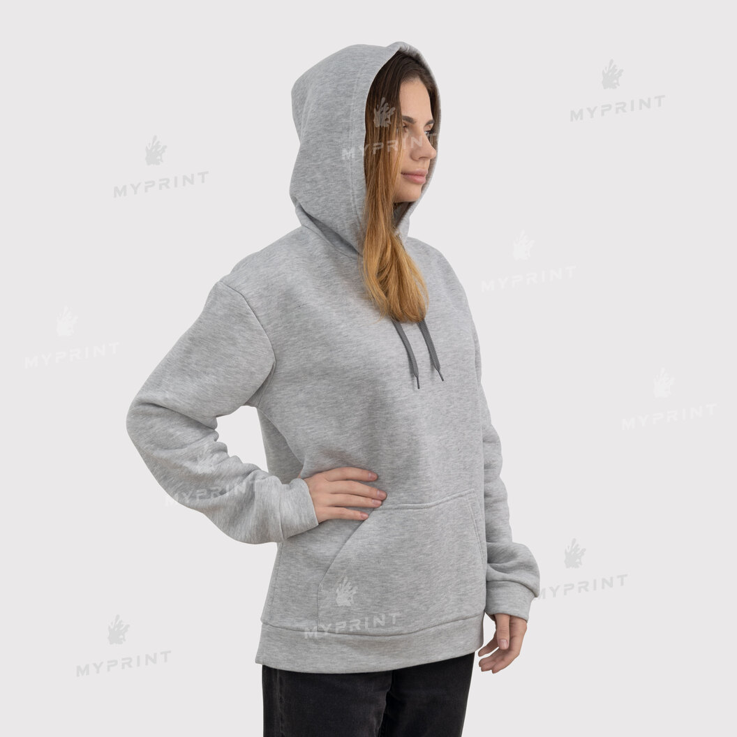 300gsm Fleece Tri-thread Unisex Pocket Print Hoodie, Gray, XXXL (8954) - фото 12 - Blanks for sublimation