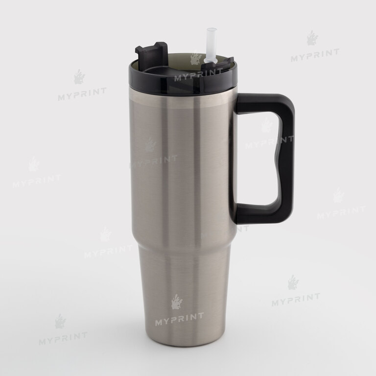 Thermal mug for sublimation with black lid and black handle silver 900 ml (10590)  Thermal mug for sublimation with black lid and black handle silver 900 ml (10590)