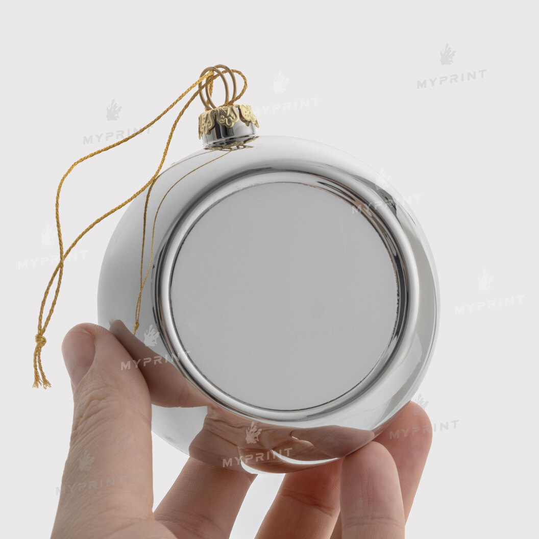 Ялинкова іграшка для сублімації у формі кулі срібляста 8 см (10859) - фото 2 Ялинкова іграшка для сублімації у формі кулі срібляста 8 см (10859) - фото 2 - Заготовки для сублімації