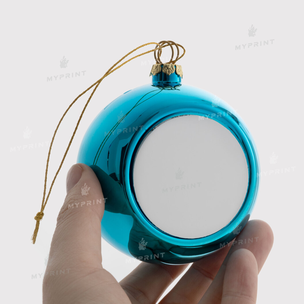 Ялинкова іграшка для сублімації у формі кулі блакитна 8 см (10861) - фото 2 Ялинкова іграшка для сублімації у формі кулі блакитна 8 см (10861) - фото 2 - Заготовки для сублімації