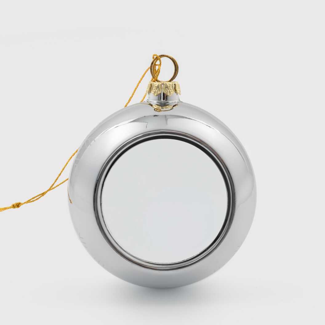 Christmas tree ornament for sublimation in the shape of a ball with a snowflake, silver, 8 cm (8301) - фото 1 Christmas tree ornament for sublimation in the shape of a ball with a snowflake, silver, 8 cm (8301) - фото 1 - Blanks for sublimation