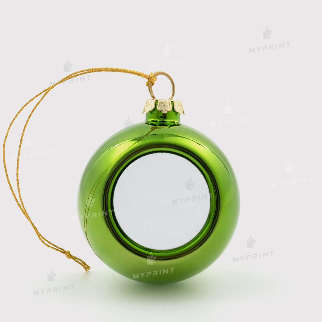 Ялинкова іграшка для сублімації у формі кулі зелена 6 см (8299) - фото 1 Ялинкова іграшка для сублімації у формі кулі зелена 6 см (8299) - фото 1 - Заготовки для сублімації