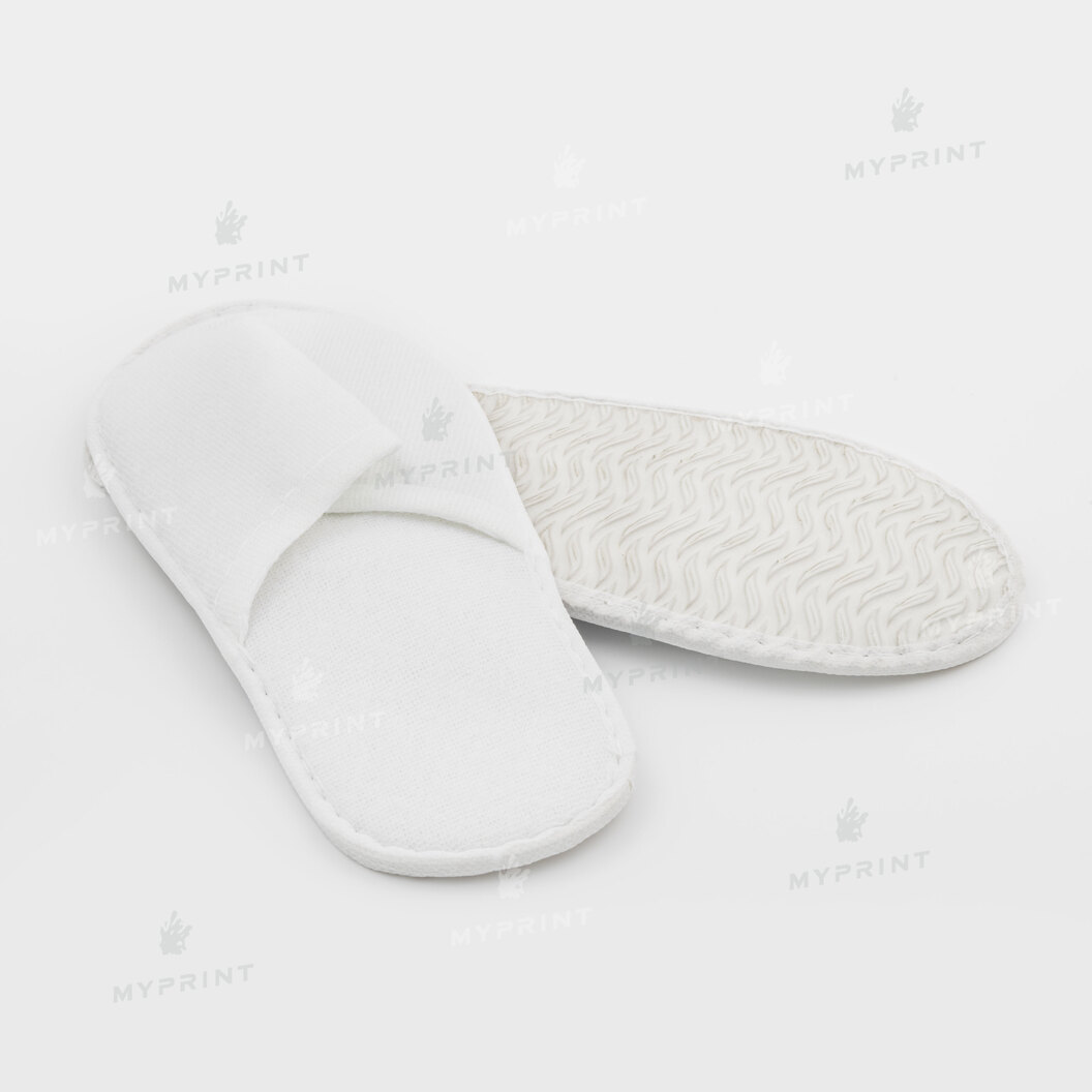 Disposable hotel pile slippers 28 cm, EVA sole 4 mm thick (10561) - фото 2 - Blanks for printing