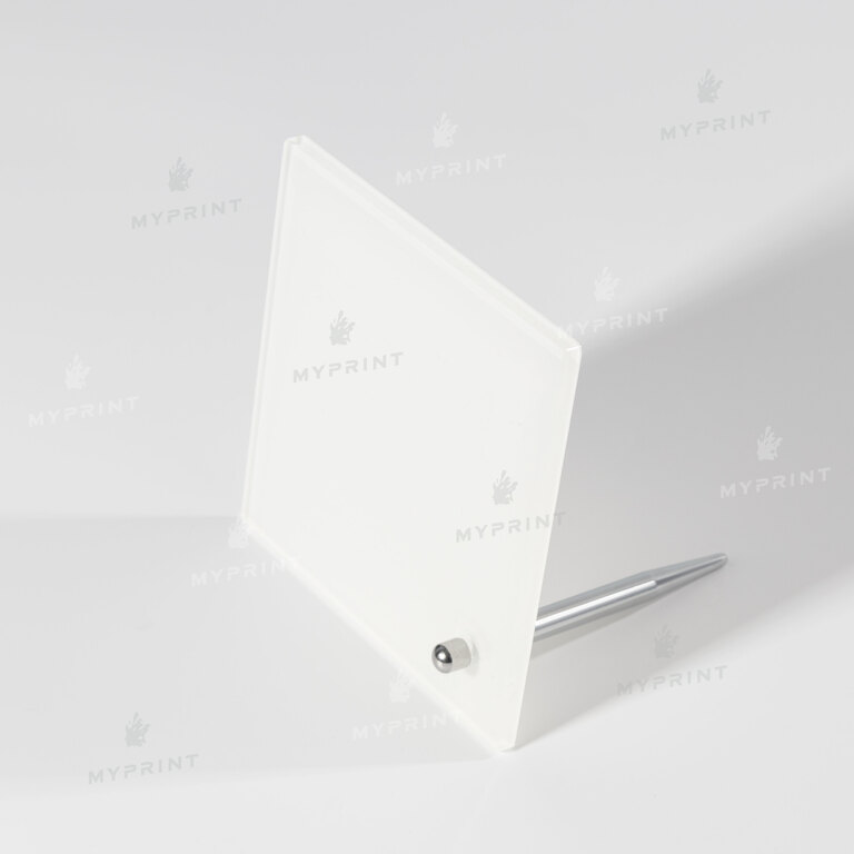 Acrylic for sublimation with metal support glossy white 101.6*101.6 mm, thickness 4.5 mm (11015)  Acrylic for sublimation with metal support glossy white 101.6*101.6 mm, thickness 4.5 mm (11015)