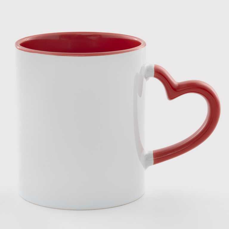 Sublimation Cup Color Inside With Color Heart Handle Red 11 Oz (330ml) (11236)  Sublimation Cup Color Inside With Color Heart Handle Red 11 Oz (330ml) (11236)