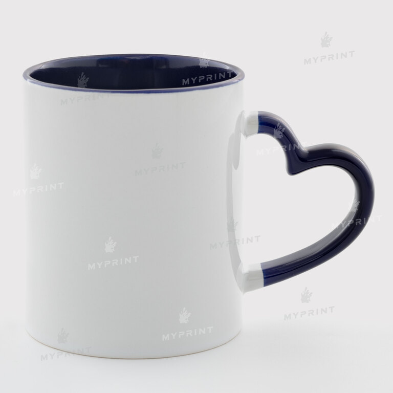 Sublimation Cup Color Inside With Color Heart Handle Dark Blue 11 Oz (330ml) (11241)  Sublimation Cup Color Inside With Color Heart Handle Dark Blue 11 Oz (330ml) (11241)