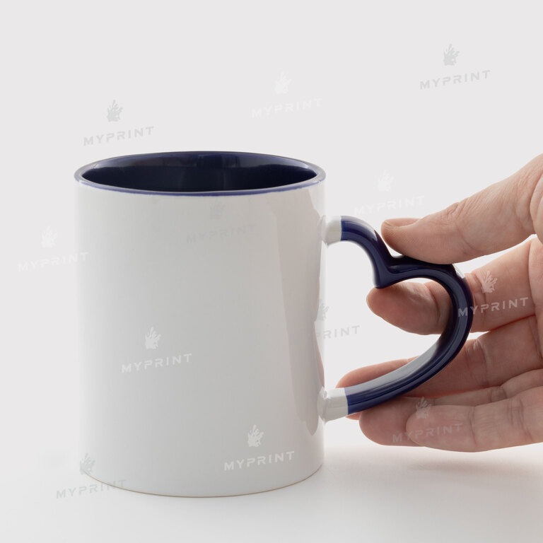 Sublimation Cup Color Inside With Color Heart Handle Dark Blue 11 Oz (330ml) (11241)  Sublimation Cup Color Inside With Color Heart Handle Dark Blue 11 Oz (330ml) (11241)