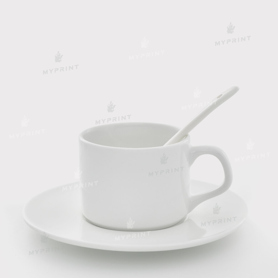 Кружка для сублимации кофейная с блюдцем и ложкой 5 Oz (150 мл) (6449) - фото 1 Кружка для сублимации кофейная с блюдцем и ложкой 5 Oz (150 мл) (6449) - фото 1 - Заготовки для сублимации
