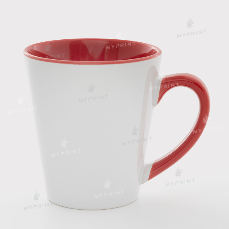 Кружка для сублимации латте цветная внутри с цветной ручкой красная 12 Oz (350 мл) (11247)  Кружка для сублимации латте цветная внутри с цветной ручкой красная 12 Oz (350 мл) (11247)