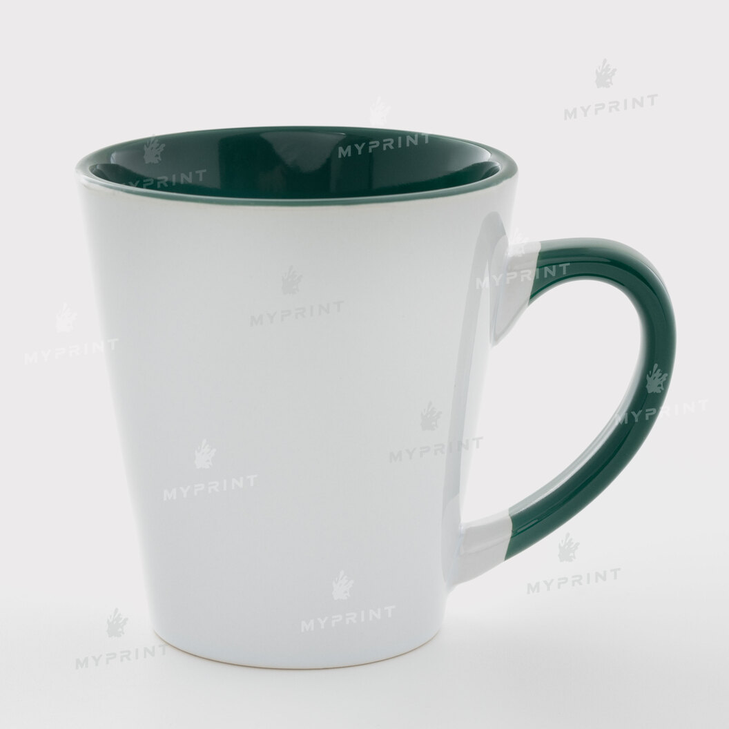 Sublimation Latte Cup Color Inside with Color Handle Dark Green 12 Oz (350 ml) (11254) - фото 1 Sublimation Latte Cup Color Inside with Color Handle Dark Green 12 Oz (350 ml) (11254) - фото 1 - Blanks for sublimation