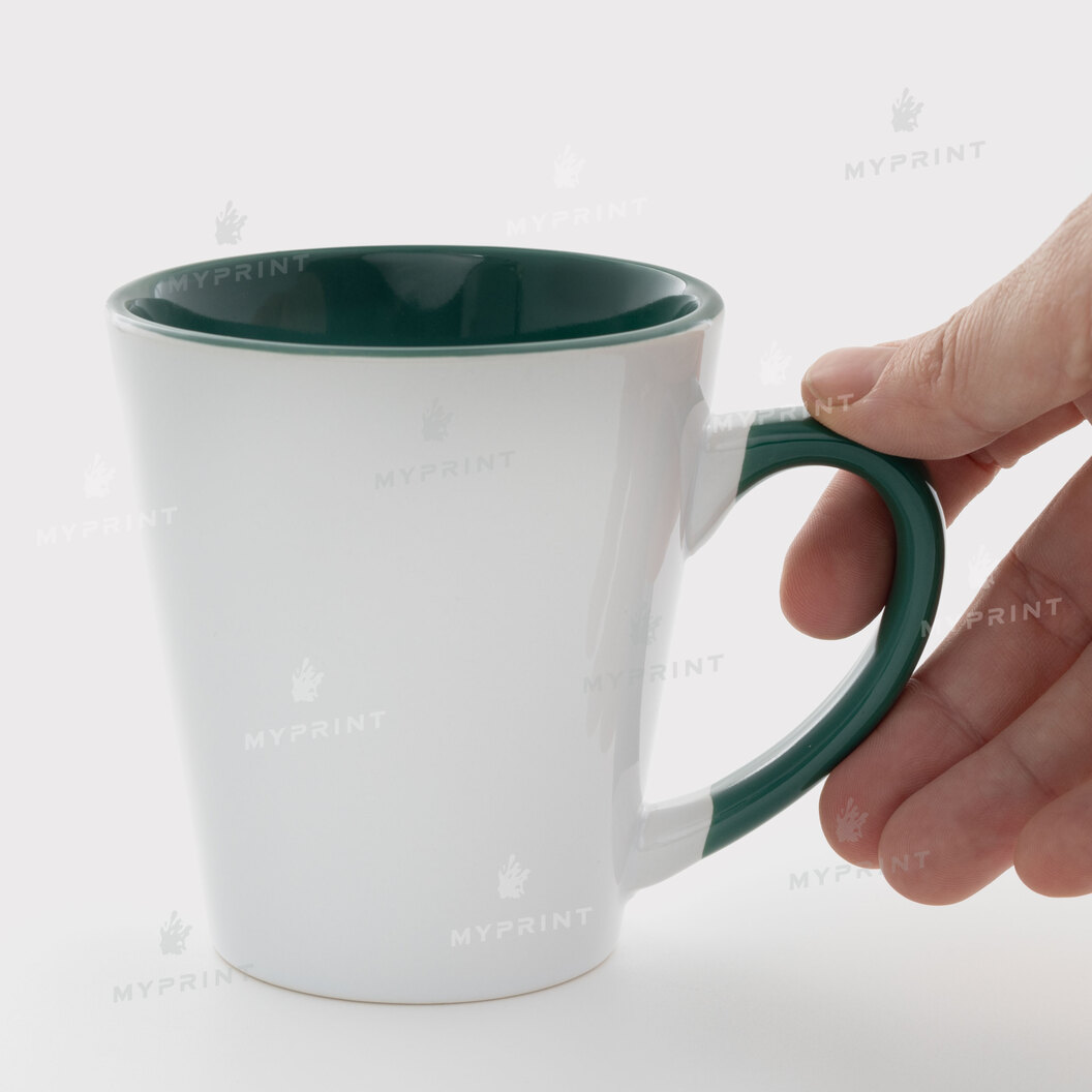 Sublimation Latte Cup Color Inside with Color Handle Dark Green 12 Oz (350 ml) (11254) - фото 2 Sublimation Latte Cup Color Inside with Color Handle Dark Green 12 Oz (350 ml) (11254) - фото 2 - Blanks for sublimation