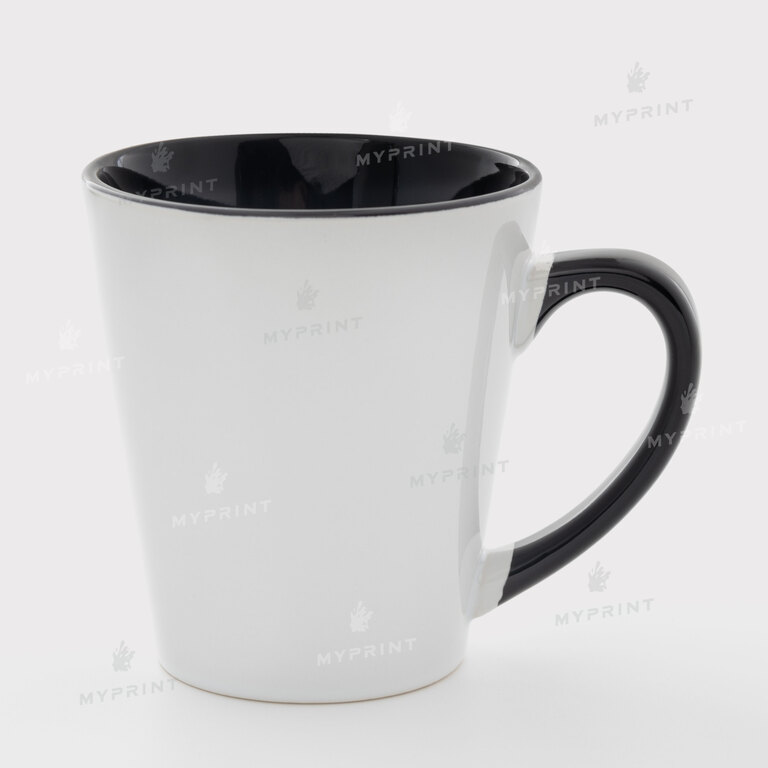 Кружка для сублимации латте цветная внутри с цветной ручкой черная 12 Oz (350 мл) (11248)  Кружка для сублимации латте цветная внутри с цветной ручкой черная 12 Oz (350 мл) (11248)