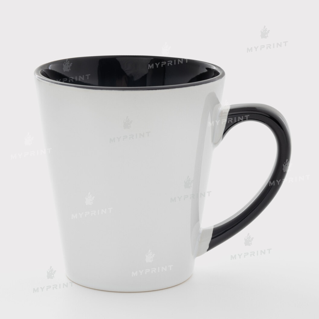Кружка для сублимации латте цветная внутри с цветной ручкой черная 12 Oz (350 мл) (11248) - фото 1 Кружка для сублимации латте цветная внутри с цветной ручкой черная 12 Oz (350 мл) (11248) - фото 1 - Заготовки для сублимации