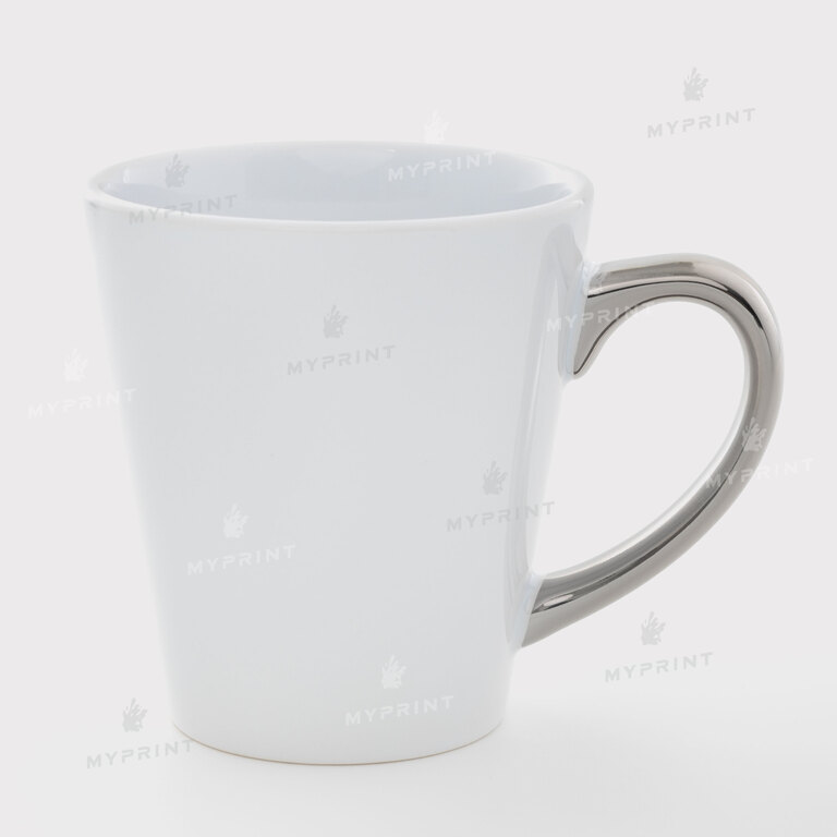 Чашка для сублімації біла лате з сріблястою ручкою 12 Oz (350 мл) (11263)  Чашка для сублімації біла лате з сріблястою ручкою 12 Oz (350 мл) (11263)