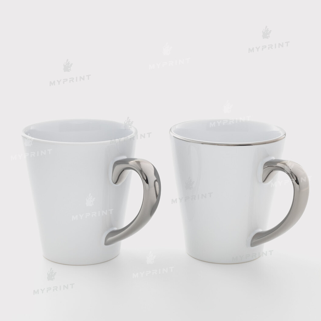 Чашка для сублімації біла лате з сріблястою ручкою 12 Oz (350 мл) (11263) - фото 3 Чашка для сублімації біла лате з сріблястою ручкою 12 Oz (350 мл) (11263) - фото 3 - Заготовки для сублімації