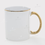 Кружка для сублимации белая с золотистым ободком и ручкой 11 Oz (330 мл) (11261) - фото 1 Кружка для сублимации белая с золотистым ободком и ручкой 11 Oz (330 мл) (11261) - фото 1 - Заготовки для сублимации