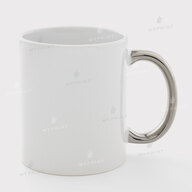Кружка для сублимации белая с серебристой ручкой 11 Oz (330 мл) (6299) - фото 1 - Заготовки для сублимации