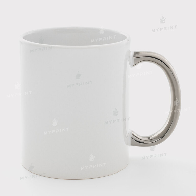 Кружка для сублимации белая с серебристой ручкой 11 Oz (330 мл) (6299)  Кружка для сублимации белая с серебристой ручкой 11 Oz (330 мл) (6299)