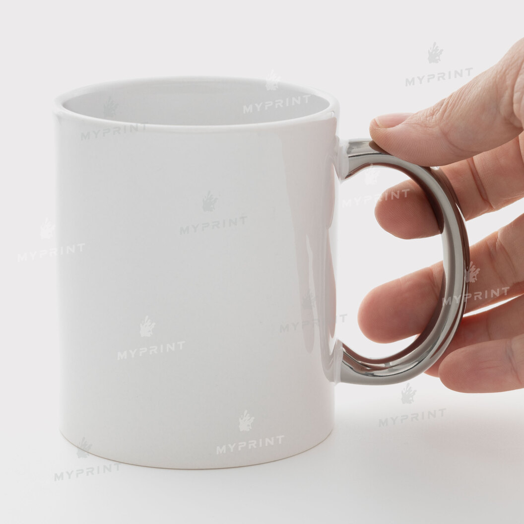 Кружка для сублимации белая с серебристой ручкой 11 Oz (330 мл) (6299) - фото 2 - Заготовки для сублимации