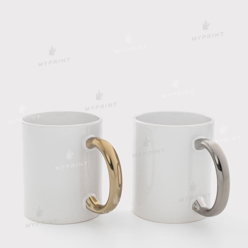 Кружка для сублимации белая с серебристой ручкой 11 Oz (330 мл) (6299) - фото 3 - Заготовки для сублимации