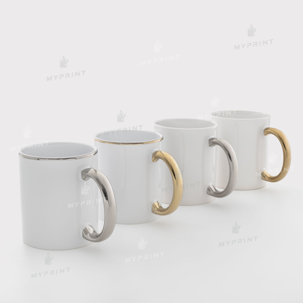 Кружка для сублимации белая с серебристой ручкой 11 Oz (330 мл) (6299) - фото 6 - Заготовки для сублимации