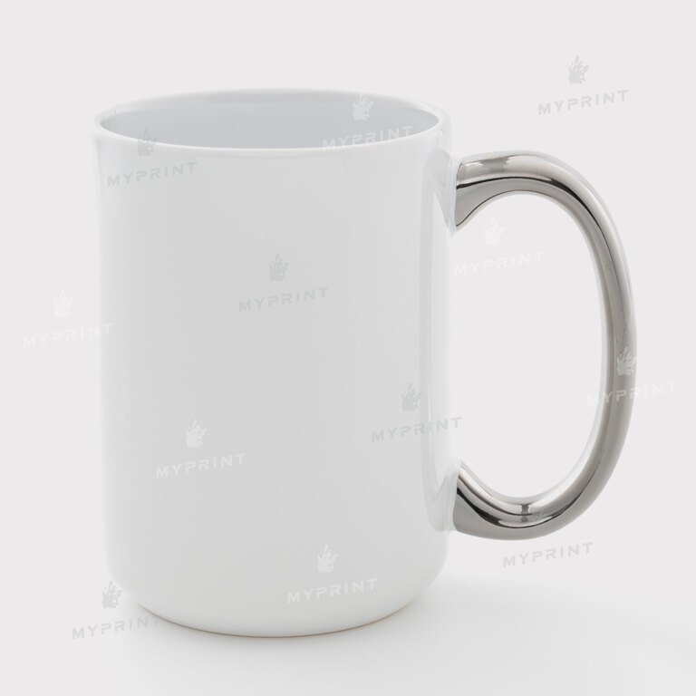 Кружка для сублимации белая с серебристой ручкой 15 Oz (425 мл) (11257)  Кружка для сублимации белая с серебристой ручкой 15 Oz (425 мл) (11257)