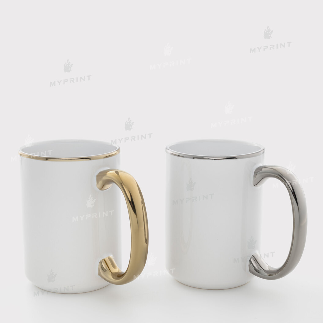 Кружка для сублимации белая с золотистым ободком и ручкой 15 Oz (425 мл) (11259) - фото 3 Кружка для сублимации белая с золотистым ободком и ручкой 15 Oz (425 мл) (11259) - фото 3 - Заготовки для сублимации