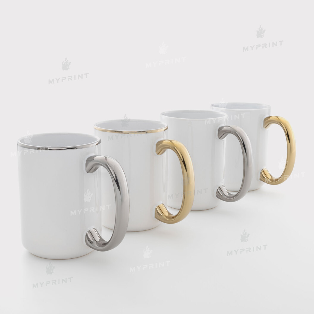 Кружка для сублимации белая с золотистым ободком и ручкой 15 Oz (425 мл) (11259) - фото 4 Кружка для сублимации белая с золотистым ободком и ручкой 15 Oz (425 мл) (11259) - фото 4 - Заготовки для сублимации