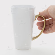 White Latte Sublimation Mug with Gold Handle 17 Oz (500 ml) (11266) - фото 2 White Latte Sublimation Mug with Gold Handle 17 Oz (500 ml) (11266) - фото 2 - Blanks for sublimation