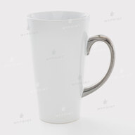 White Latte Sublimation Mug with Silver Handle 17 Oz (500 ml) (11267) - фото 1 White Latte Sublimation Mug with Silver Handle 17 Oz (500 ml) (11267) - фото 1 - Blanks for sublimation