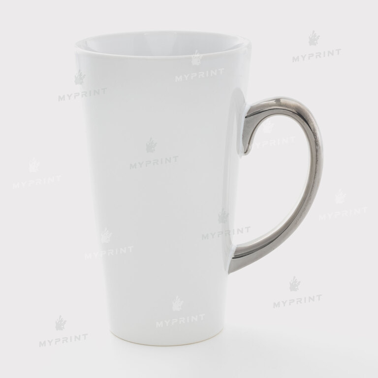 White Latte Sublimation Mug with Silver Handle 17 Oz (500 ml) (11267)  White Latte Sublimation Mug with Silver Handle 17 Oz (500 ml) (11267)
