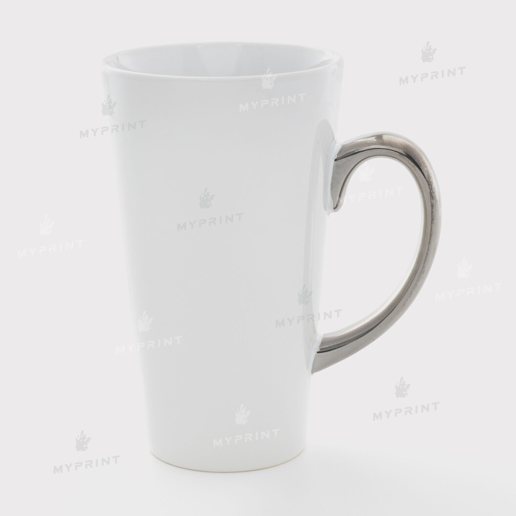 White Latte Sublimation Mug with Silver Handle 17 Oz (500 ml) (11267) - фото 1 White Latte Sublimation Mug with Silver Handle 17 Oz (500 ml) (11267) - фото 1 - Blanks for sublimation