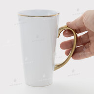 White Latte Sublimation Mug with Gold Rim and Handle 17 Oz (500 ml) (11268) - фото 2 White Latte Sublimation Mug with Gold Rim and Handle 17 Oz (500 ml) (11268) - фото 2 - Blanks for sublimation