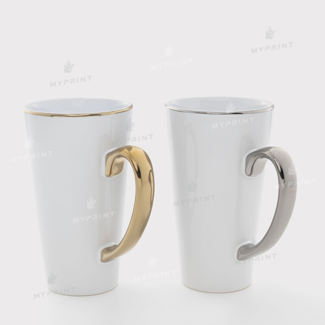 White Latte Sublimation Mug with Gold Rim and Handle 17 Oz (500 ml) (11268) - фото 3 White Latte Sublimation Mug with Gold Rim and Handle 17 Oz (500 ml) (11268) - фото 3 - Blanks for sublimation
