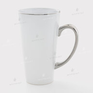 White Latte Sublimation Mug with Silver Rim and Handle 17 Oz (500 ml) (11269) - фото 1 White Latte Sublimation Mug with Silver Rim and Handle 17 Oz (500 ml) (11269) - фото 1 - Blanks for sublimation