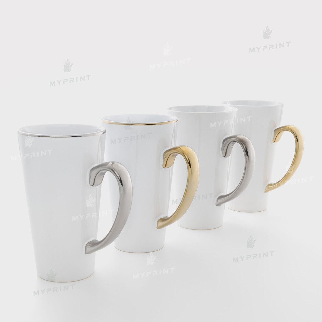 White Latte Sublimation Mug with Silver Rim and Handle 17 Oz (500 ml) (11269) - фото 4 White Latte Sublimation Mug with Silver Rim and Handle 17 Oz (500 ml) (11269) - фото 4 - Blanks for sublimation