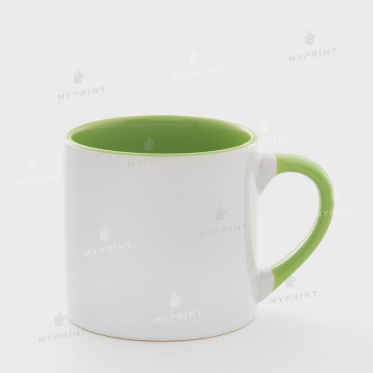 Sublimation cup colored inside with colored handle light green 6 Oz (180 ml) (6832)  Sublimation cup colored inside with colored handle light green 6 Oz (180 ml) (6832)