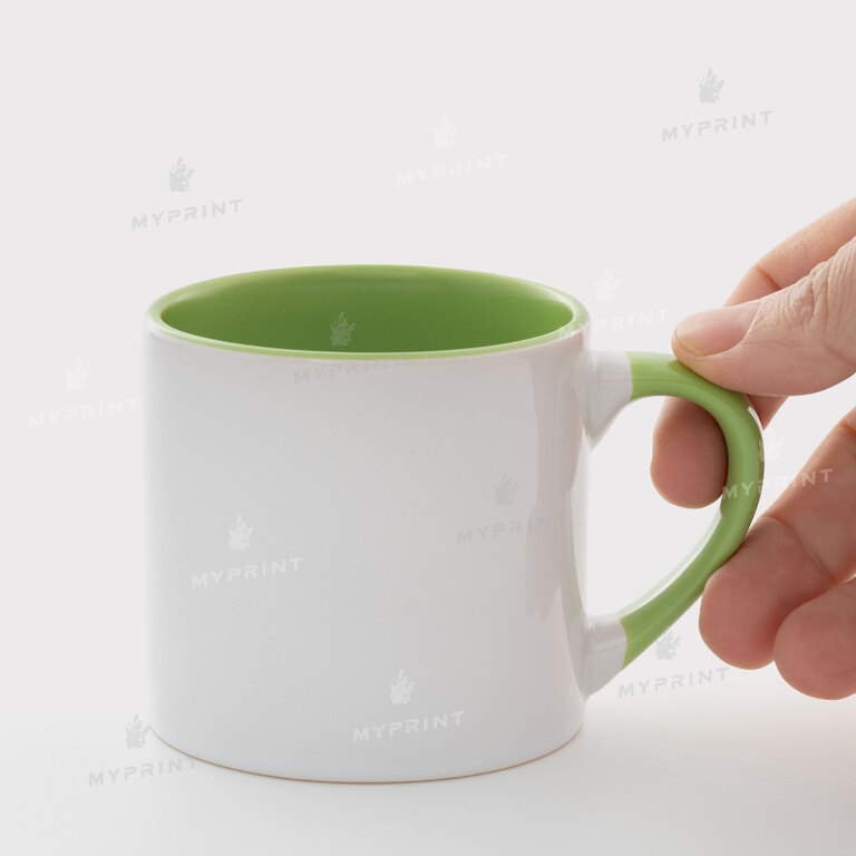 Sublimation cup colored inside with colored handle light green 6 Oz (180 ml) (6832)  Sublimation cup colored inside with colored handle light green 6 Oz (180 ml) (6832)